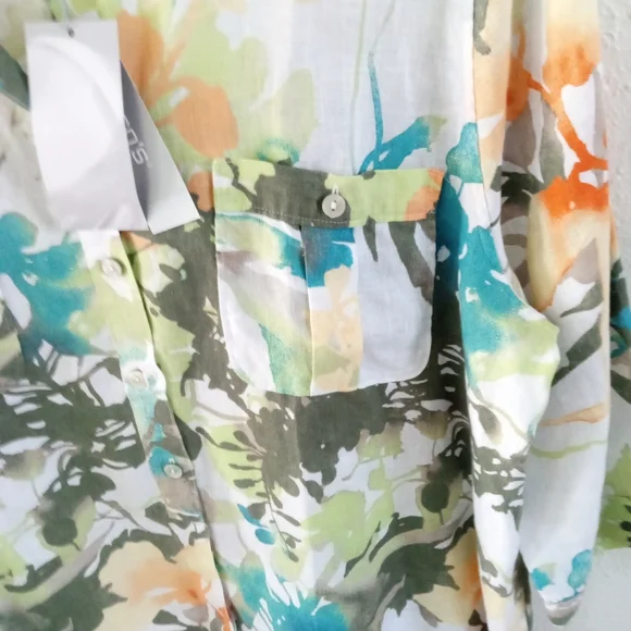 🆕 CHICO'S 100% Linen Paradise No Iron Tunic Blouse | XL (16) NWT - Picture 6 of 10